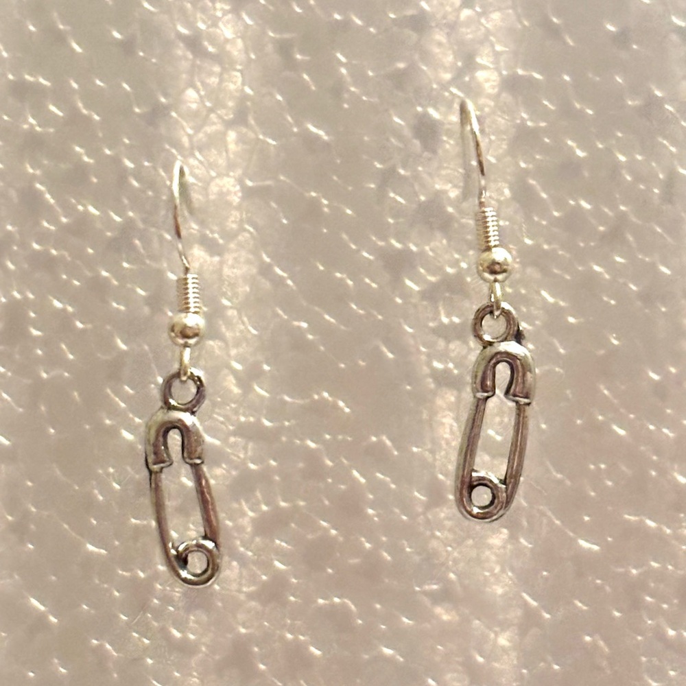 Silver Safety Pin Earrings